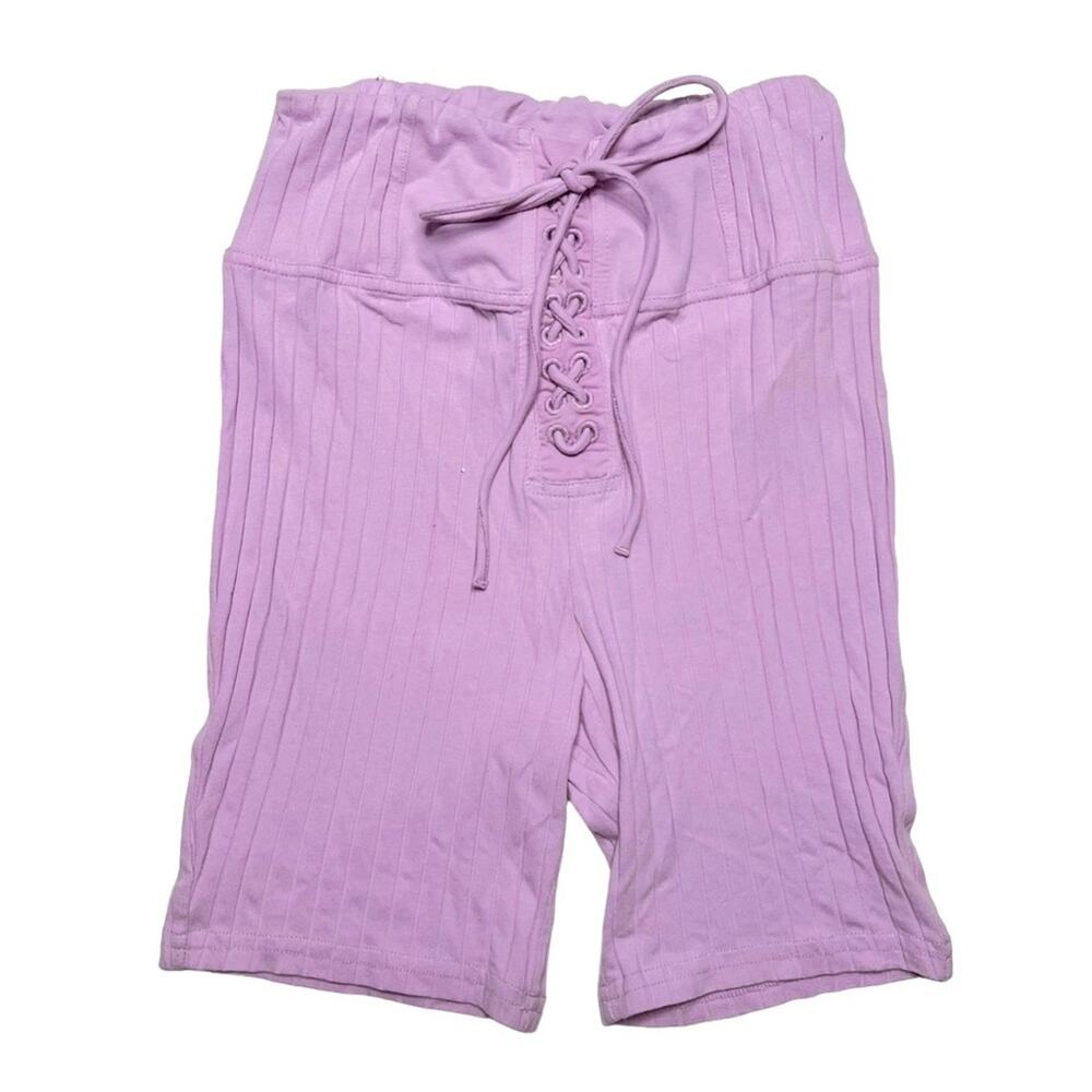 Urban Outfitters Quinn Lace Up Ribbed Bike Shorts Purple Size Small